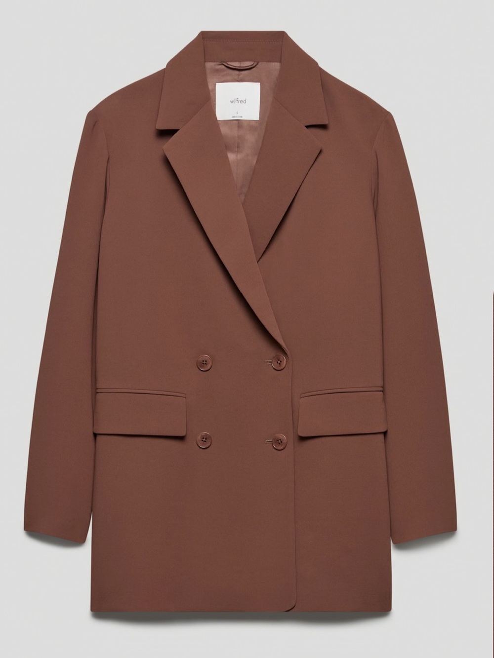 Aritzia Wilfred Cherrelle Oversized Blazer Caramelized Walnut Brown S Office chi